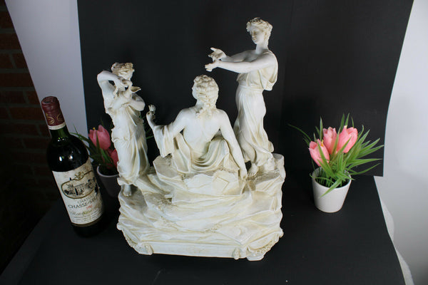 XL Rare Bisque MULLER SCHWARZA porcelain marked Sculpture Group Dionisius