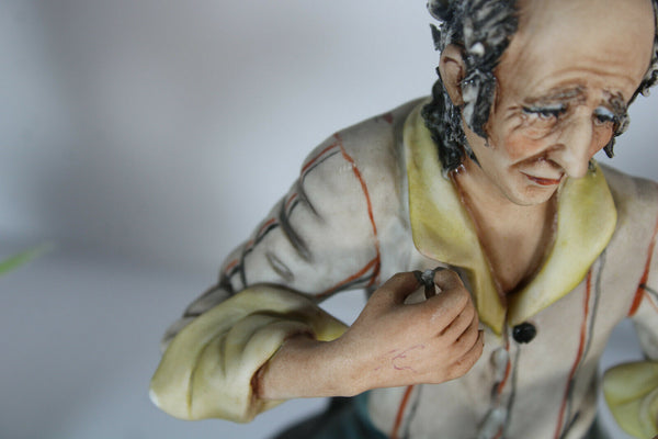 Vintage capodimonte Conte signed porcelain statue leather worker figure