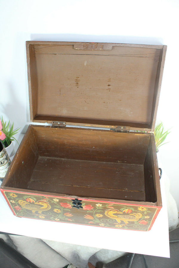 Rare Antique Artisan religious Wood carved hand paint box dated 1892