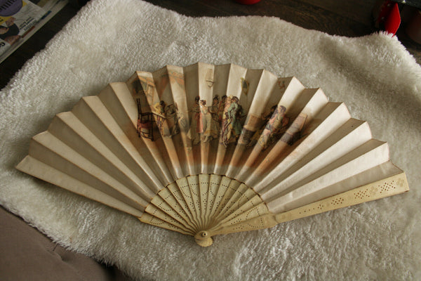 Antique japanese Folding silk Floral Decor Fan signed