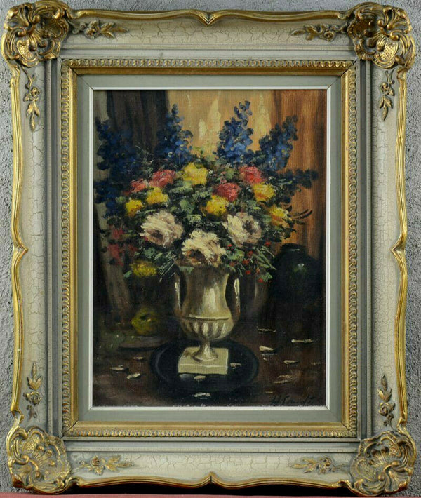 Vintage flanders school Still life flower boucquet oil canvas painting