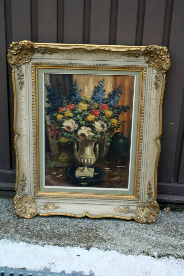 Vintage flanders school Still life flower boucquet oil canvas painting