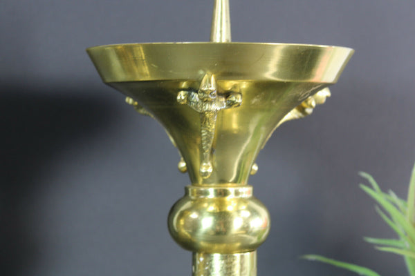 PAIR antique bronze religious Candlesticks Candle holder Dragon salamander