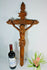 Antique French wood carved crucifix cross religious