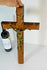 Antique french wood carved metal crucifix