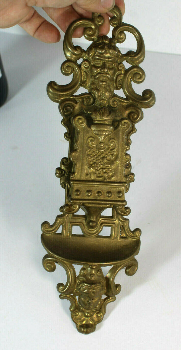 Antique Bronze French Matches wall holder Satyt putti head plaque