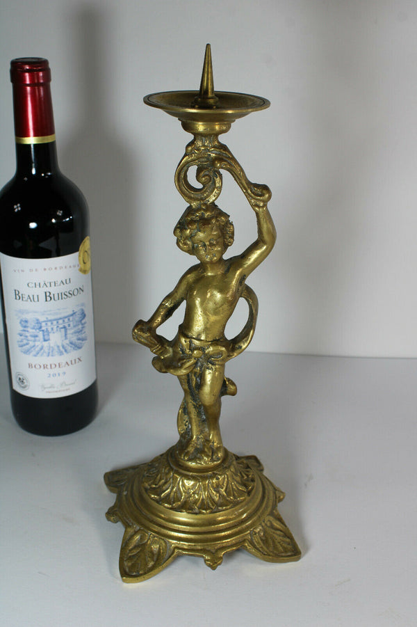 Antique french bronze putti cherub Candle holder candlestick