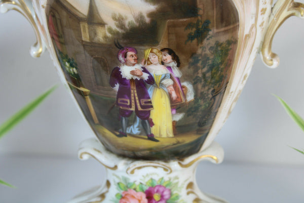 Antique French 19thc vieux paris porcelain hand paint vase