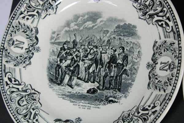 6 Antique boch Freres BFK Belgian ceramic plates napoleon scene battles