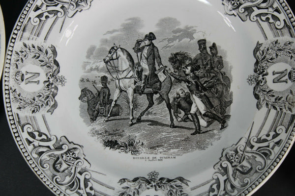 6 Antique boch Freres BFK Belgian ceramic plates napoleon scene battles