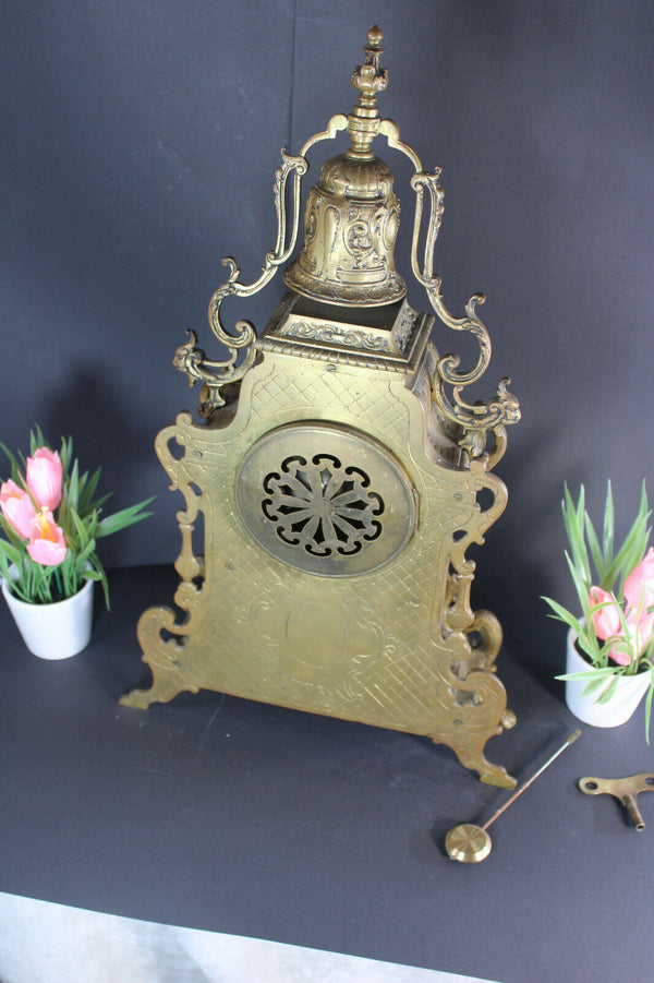 Antique french bronze clock dragons caryatid portrait head