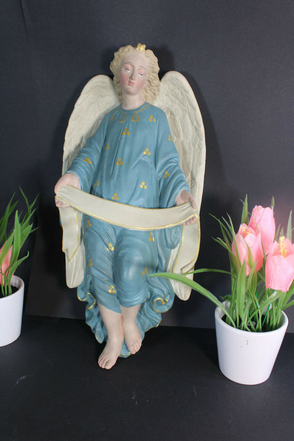 Antique French chalkware wall angel figurine religious