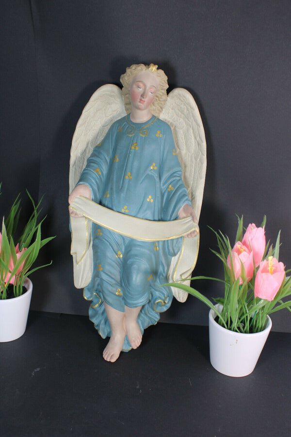 Antique French chalkware wall angel figurine religious