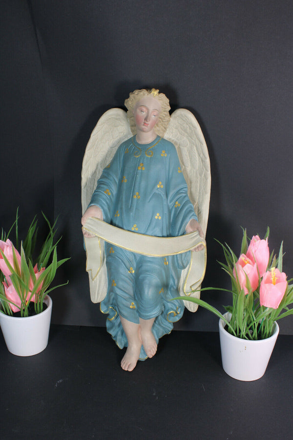 Antique French chalkware wall angel figurine religious