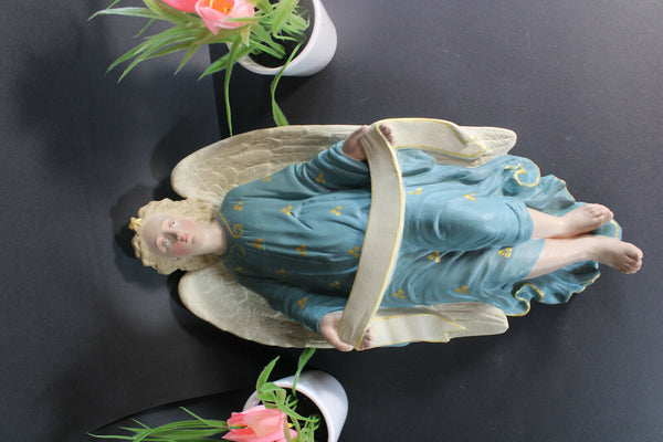 Antique French chalkware wall angel figurine religious