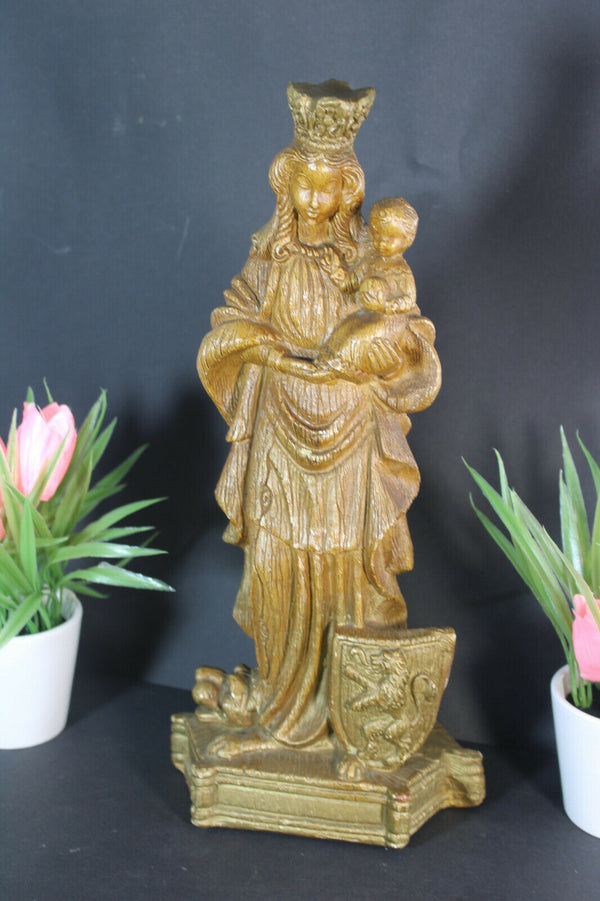 Antique chalkware Merlini signed Madonna figurine statue religious snake