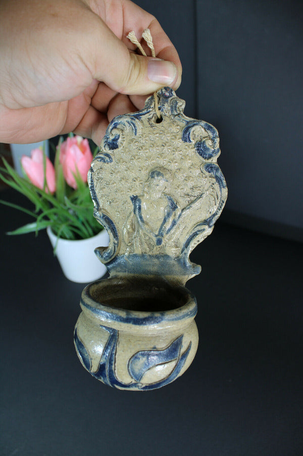 Antique ceramic french holy water font religious