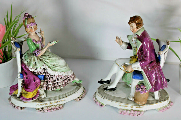 PAIR german 1960 porcelain figurine statue