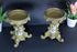 PAIR bronze porcelain Standing vide poche trays floral decor