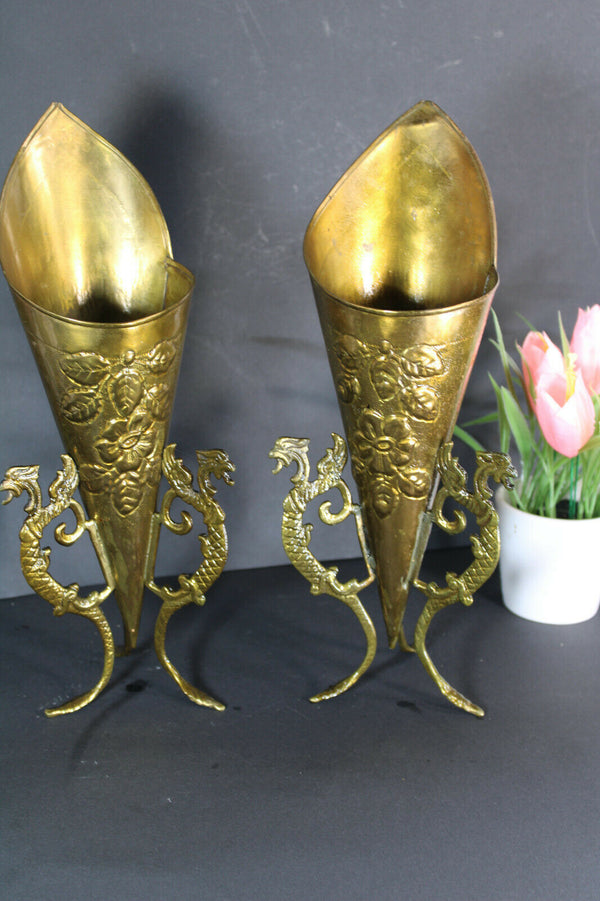 PAir French MEtal Dragon paws gothic Vases