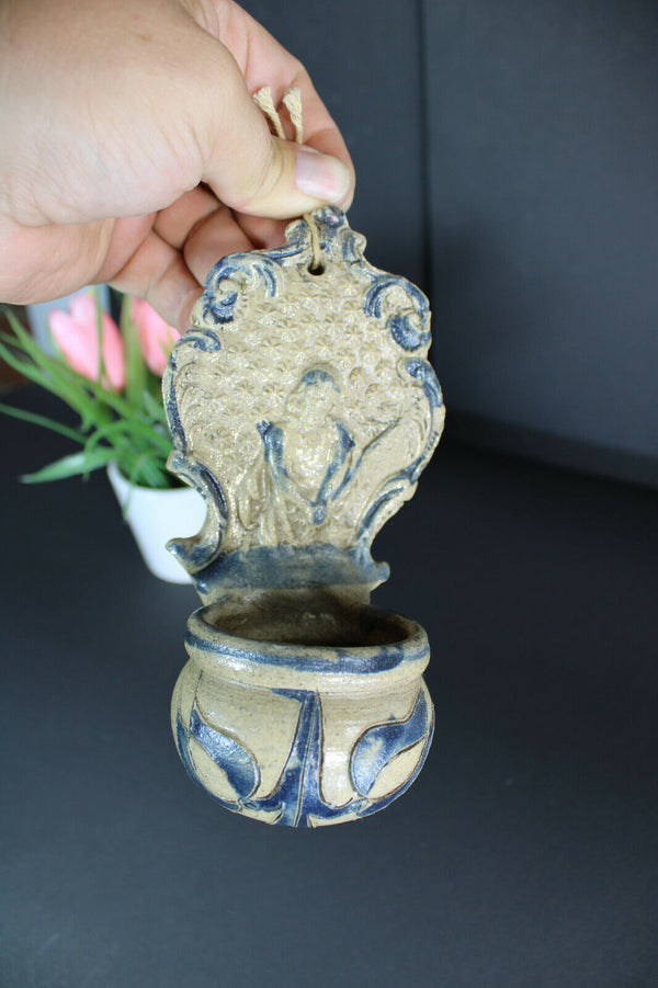 Antique ceramic french holy water font religious