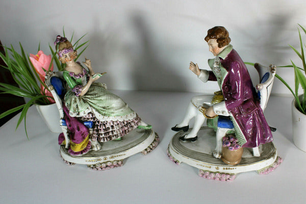 PAIR german 1960 porcelain figurine statue