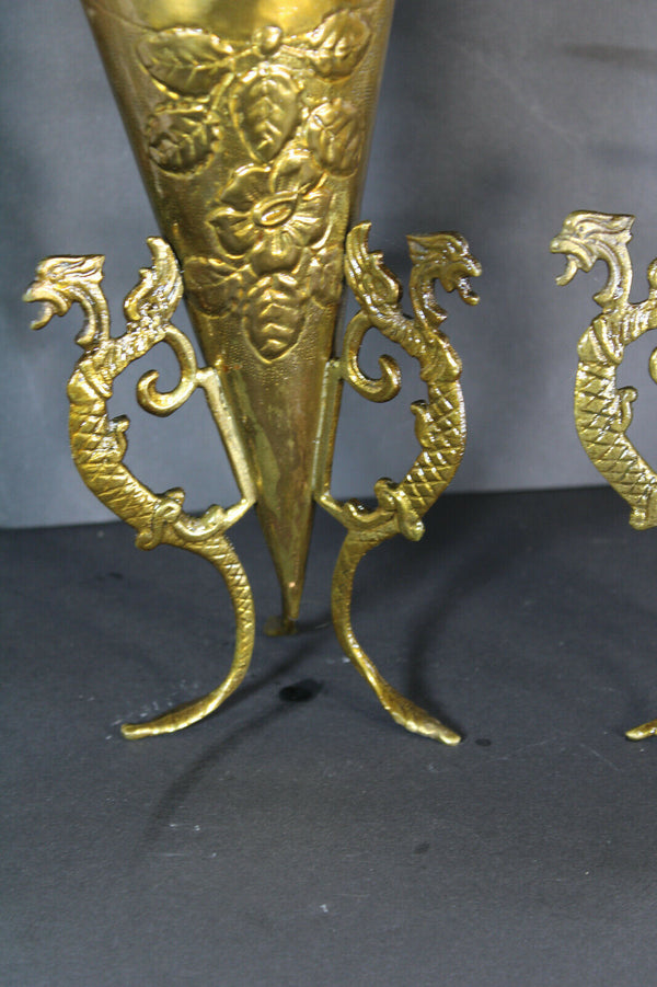 PAir French MEtal Dragon paws gothic Vases