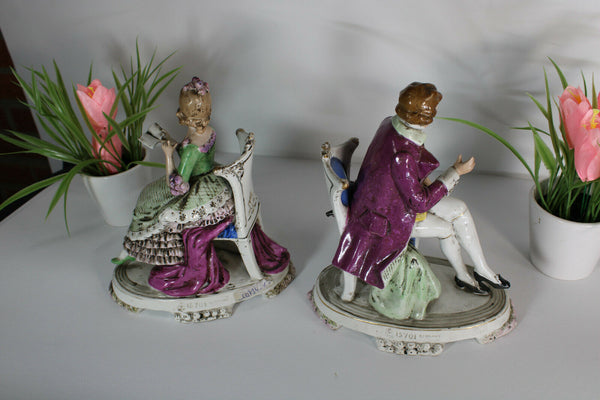 PAIR german 1960 porcelain figurine statue