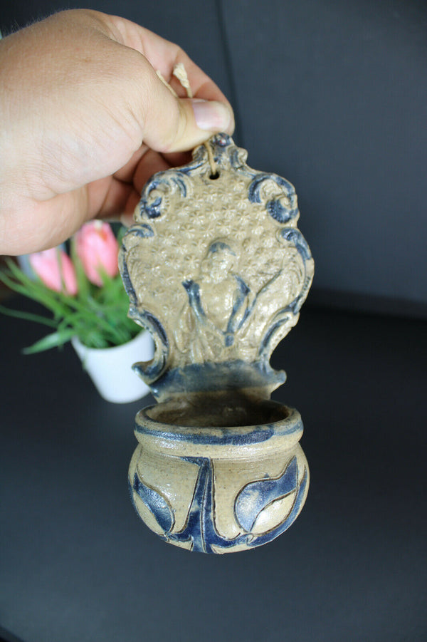 Antique ceramic french holy water font religious