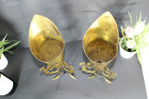 PAir French MEtal Dragon paws gothic Vases