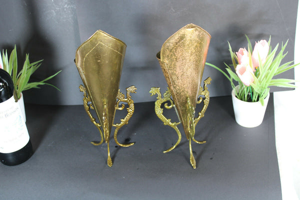 PAir French MEtal Dragon paws gothic Vases