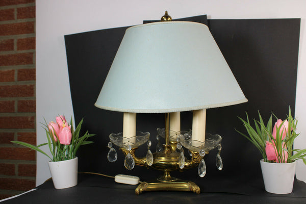 Vintage french bouillotte Glass drops Bronze base lamp