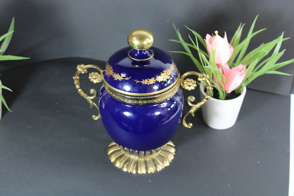 vintage limoges cobalt blue porcelain lidded bonbonniere box romantic