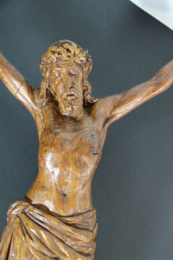Gorgeous antique wood carved christ jesus figurine 19.6