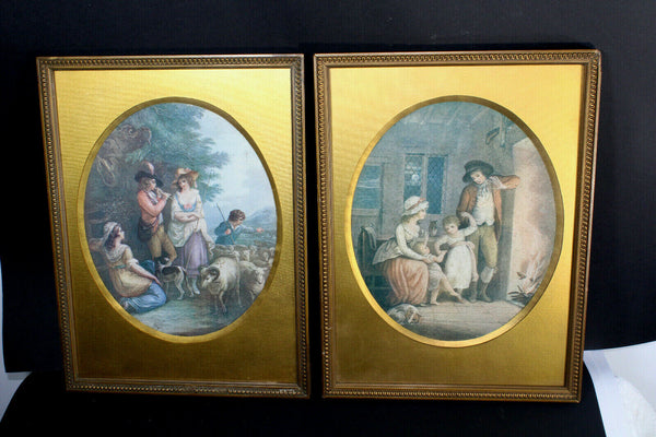 PAIR antique engravings framed begin 1900s