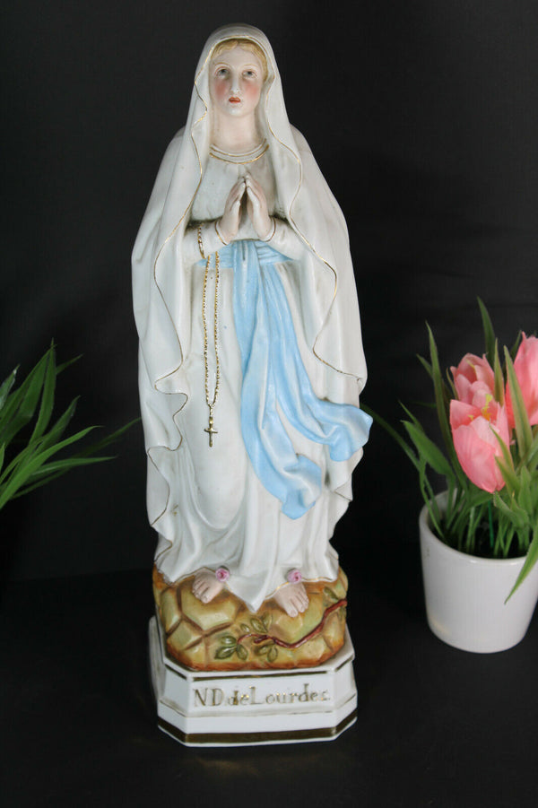 Antique french porcelain bisque notre dame de Lourdes madonna figurine statue