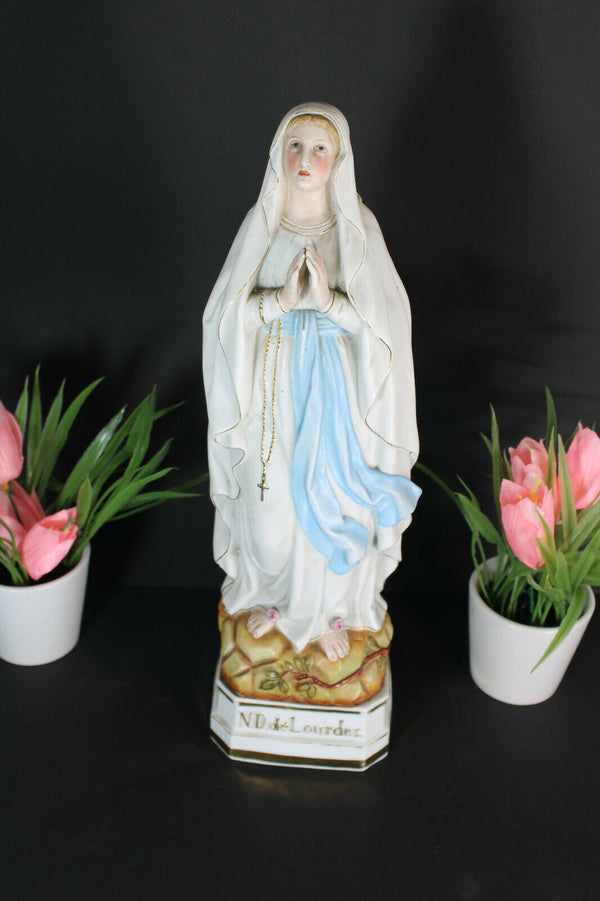 Antique french porcelain bisque notre dame de Lourdes madonna figurine statue