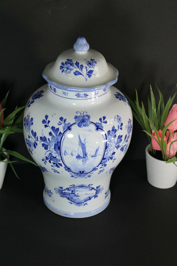 Vintage DELFT pottery vase mill landscape dutch