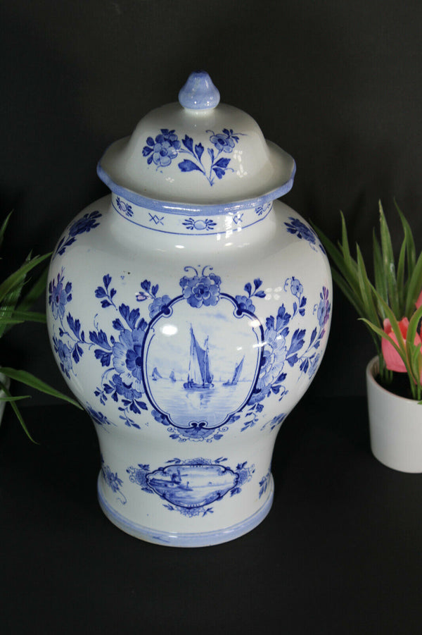 Vintage DELFT pottery vase mill landscape dutch