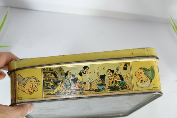 Rare Walt Disney Biscuit Tin box Snow White  Dwarfs  1930 belgian Disneyana