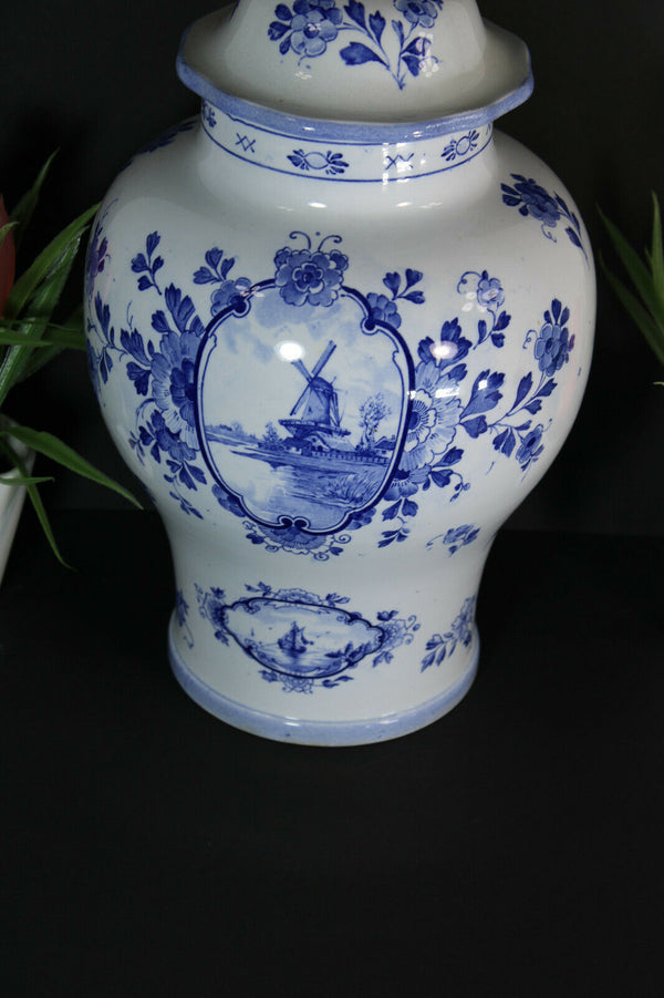 Vintage DELFT pottery vase mill landscape dutch