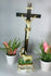 Antique Rare vieux andenne porcelain crucifix holy water font john the baptist