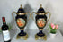 PAIR French limoges porcelain cobalt blue victorian scene vases