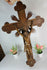 Antique large french wood carved wall crucifix cross religious