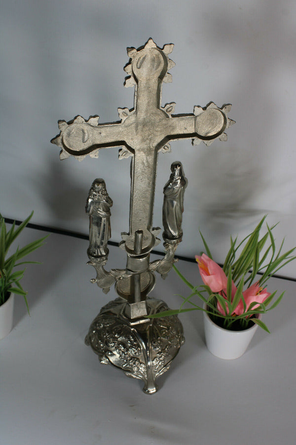 Antique french crucifix cross religious 4 evangelists alpha omega