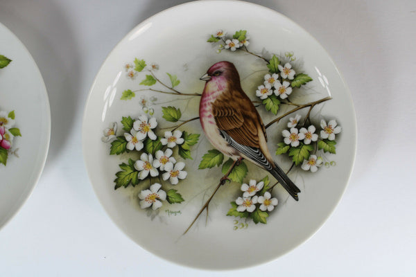 Set 4 Kaiser West germany porcelain birds plates hand paint signed