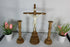 Vintage French crucifix religious set candle holders