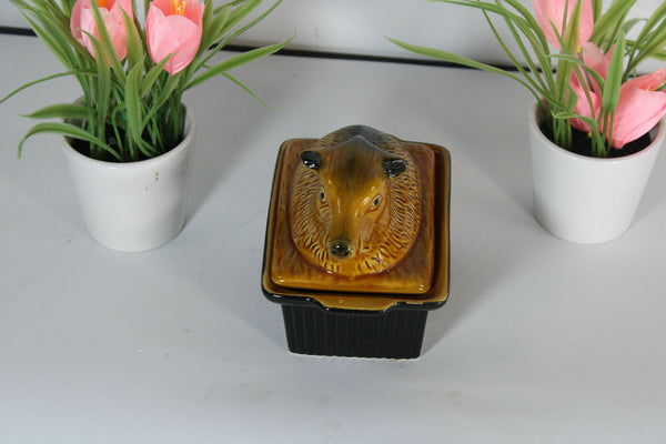 Vintage french boar pate baking form faience 1970 animal