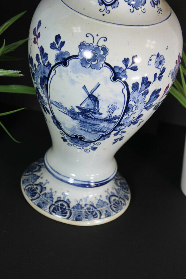 Vintage delft pottery Vase mill landscape marked