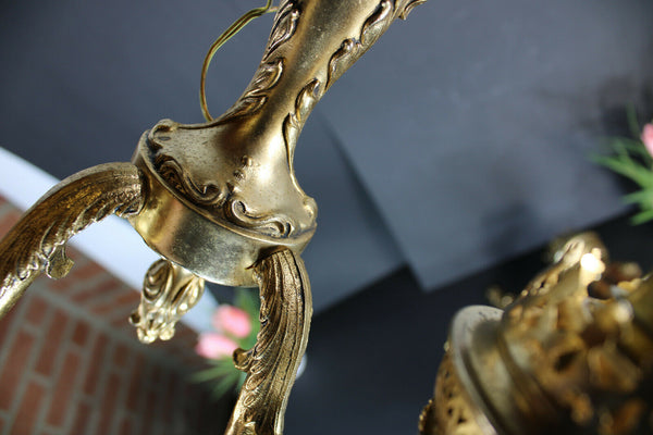 PAIR vintage 1970 brass Lion head Wall sconces lamps